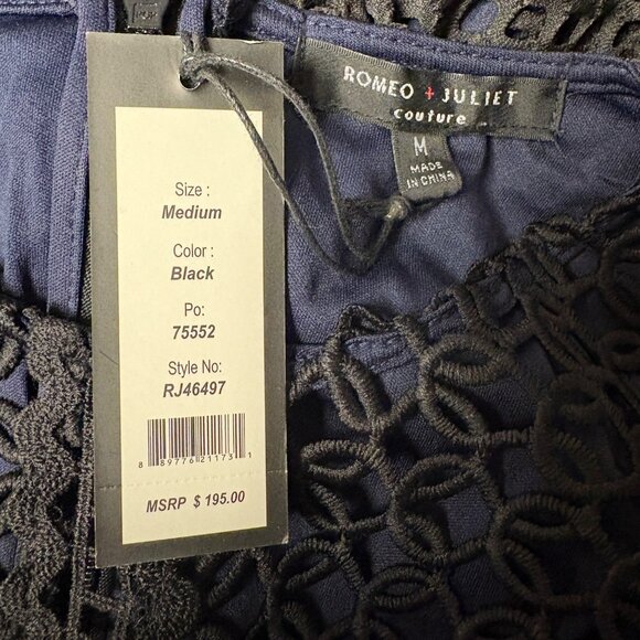 Romeo and Juliet Couture Black Mesh Lace Midi Dress Womens Size Medium NEW - Picture 6 of 10